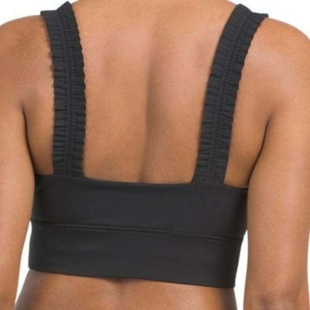Sincerely Jules NWOT Sz XL Black Ruffle Strap Active Sports Bra - Picture 2 of 6